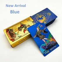 1 데크 골드 타로 플라스틱 오라클 카드 방수 내구성 홈 보드 게임 점 78 카드 l720, 블루-1 데크
