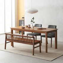 라로퍼니처 그라나다 1800 원목 6인용 식탁 세트 6인 고무나무 테이블, 식탁+의자2+원목벤치1