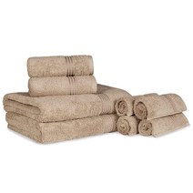 SUPERIOR 10피스 세안 수건 세트 이집트 면 로열 퍼플 272164, 8 Piece Towel Set, Taupe