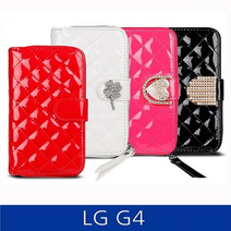 LG G4. 올인원 퀼팅 지퍼지갑 폰케이스 F500 case, 큐빅 / 핫핑크, 없음