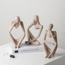 펜트하우스 생각하는사람 스톤 모던 인테리어 소품 오브제 미니 조각상 석고상 돌조각, 손으로 얼굴