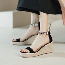 글리에이터 에스파듀 샌들 라탄 웨지 통굽 피셔맨 힐 여름 여성 꼬임 티 스트랩 키높이 에스파드류 샌달