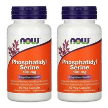 (2PACK)나우푸드 포스파티딜세린 포스타딜세린 Phosphatidyl Serine 100 mg 60캡슐, One Size, 2PACK