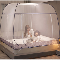 (3시전 주문시 당일발송) 원터치 모기장 침대 1초 사각 텐트 폴딩 싱글 퀸 더블 킹 범퍼 접이식 간편 사이즈 캠핑용 텐트형 초대형 사이즈 (자체제작한 헤어밴드증정), 그레이 체크