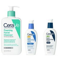 [세라비 정품]CeraVe 데일리 스킨케어 페이셜 번들 CeraVe 포밍 페이셜 클렌저 355ml AM CeraVe 페이셜 모이스처라이징 로션 자외선 차단제 59ml PM 페이셜, 1개
