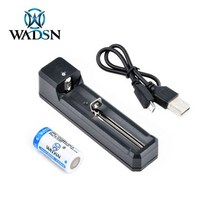 WADSN 16340 3.6V 충전식 리튬 배터리 충전기 레이저 표적지시기 전술조명 전용, 단일 충전기 (USB) + 16340 배터리