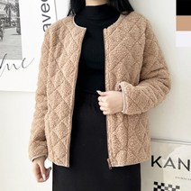 여성 뽀글이 패딩자켓 1P 노카라 양털 누빔 겨울 점퍼