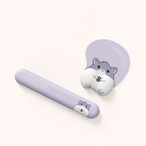스포트라이트 귀여운 캐릭터 키보드 팜레스트 + 손목보호 마우스패드 2in1 세트, 햄스터