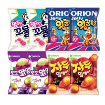 오리온 왕꿈틀이 67gx2개+꼬물탱 62gx2개+포도알맹이 67gx2개+자두알맹이 67gx2개(총8개), 8개