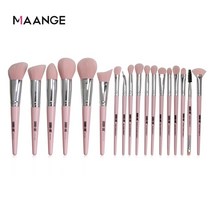 make up brush 붓 메이크업 MAANGE-메이크업 브러쉬 세트 내추럴 헤어 파운데이션 파우더 아이섀도우 메이, 한개옵션1, 12 18PCS-Pink