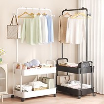 21세기트랜드 행거 2단 트롤리 + 바스켓 2p, 블랙