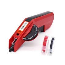 라벨분리기 라벨디스펜서 red embossing label maker with 6mm 9mm label maker tape for motex e101 mini alphabet, 1 메이커와 2 테이프
