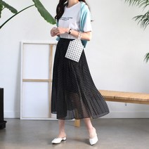 하늘바라기 여성용 도트 주름 스커트