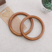 짱패브릭 국산 원형 마크라메 나무손잡이 뜨개 가방손잡이 네트백 우드핸들 링손잡이, 소-브라운