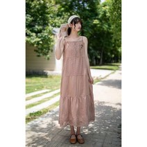 린넨 롱원피스 뉴 여름 여성 원피스 드레스 문학 자수 코튼 루즈 롱 일본 스타일