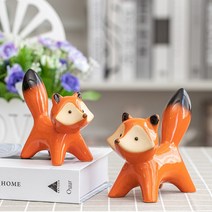 2Pcs 세라믹 여우 수집 가능한 피규어 식탁 거실 선반 장식 현대 동물 장식 조각상 홈 오피스용, fox