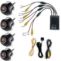 화물차블랙박스 4채널 전후방 녹화 카메라 360° 파노라마 후면전면좌우 자동차 (4방향 컨트롤 박스 시스템 포함) 자동차 라디오용 서라운드 뷰, 파노라마 카메라 세트