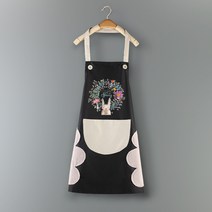 블룸 토끼디자인 핸드타월 일체형 방수앞치마, 블랙