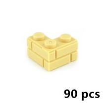 롱브릭타일 접착식파벽돌 파벽돌 DIY 빌딩 블록 벽 그림 벽돌 1x2 1x3 1x4 L 도트 교육 크리 에이 티브 건, 15 beige L 90pcs