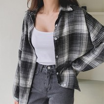 여자 데일리 체크 무늬 패턴 셔츠 남방 여자하객바지 긴팔블라우스 미술관