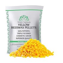 화이트 내추럴스 옐로우 밀랍 펠릿 1파운드(16온스) 퓨어 내추럴 화장품 등급 벌 왁스 파스틸 트리플 필터 양초 제조에 최적 비누 음식 포장 DIY 립밤 로션, Yellow Beeswax 1 lb
