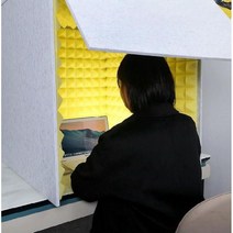 1인 방음부스 녹음 방송 미니 휴대용 노이즈 캔슬링 부스 공부방 이동식 녹음실 노래방, 아우터 실버 그레이+이너 옐로우