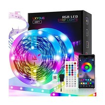 침실 용 100ft Led 조명 APP 제어 음악 동기화 색상 변경 크리스마스 룸 홈 데코레이션 44 키 IR 리모컨이있는 매우 긴 RGB 5050 스트립 조명, 100ft-2rolls