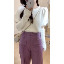 스웨터니트이너셔츠 봄 겨울 가을 2022 년 그린 벌룬소매 여성 보이핏 볼륨 디자인감각 팔토시 상의 3890219424