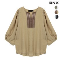 [BNX] 에스닉 자수 린넨 블라우스
