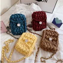 예쁜 손뜨개 네트백 핸드폰 가방 뜨기 diy, 4코바늘폰가방-브라운