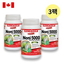 (3팩 특가세트) 뉴트리돔 5배 고농축 캐나다 노니 500mg 120정 식물성 캡슐 (6개월분) N216, 3개