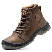 남성 및 여성용 스틸 토 부츠 미끄럼 방지 안전 작업화 편안하고 가벼운 정전기 하이-브라운, 8 Women/6 Men, High black