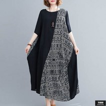 가바바 여성 빅사이즈 원피스 편하게 입기 좋은 에스닉패턴 롱원피스 G62549