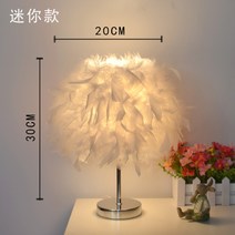 고급 인플루언서 깃털 장식 스탠드 조명 침실 거실, 미니(실버스틱)화이트-LED + 버튼식
