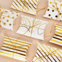10/20Pcs 베개 사탕 상자 황금 도트 스트라이프 크래프트 종이 선물 초콜릿 포장 웨딩 생일 파티 호의 용품, [01] Mix Style