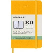 Moleskine 2023년 위클리 노트북 플래너 하드커버 XL 블랙, Pocket, Orange Yellow