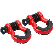 견인고리 견인 자동차 미국 활 걸쇠 드롭 단조 3/4 링 4.75 오프로드 차량 고무 커버 포함 2 피스, 02 빨간