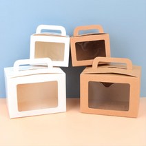 투명 크라프트 손잡이 선물 포장 상자 20개 케이스 수납함 종이상자 기념일 포장케이스 베이킹 포장용기, 대 - 브라운