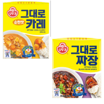 바쁜 현대인을 위한 간편식~~!!! 오뚜기 그대로 카레 순한맛(200g x 6개)+그대로 짜장(200g x 4개) 10개 세트, 순한맛 (200gx6개)+ 짜장(200gx4개)