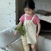 여아 러블리 꽃무늬 멜빵 원피스