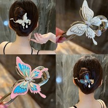 화려한 칠보장식 버터플라이 트위스트 헤어비녀핀 3컬러 혼주머리장식 숱많은머리 올림머리 반머리 여신머리핀 한복머리장식 추석선뮬 당고머리 연에인핀