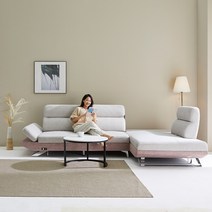 이터널니즈 조야원단 4인용 카우치 아쿠아텍스 패브릭 스윙소파, 앉았을때 좌측형, 고이스 추가안함, 핑크+아이보리