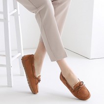 2cm 리본 퍼안감 스웨이드 여성털단화 보트화 슬립온 털신 여성용 겨울신발 Hi모카