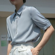 이지핏 여성 심플 베이직 새틴 반팔셔츠 상의 여름셔츠 반팔 여성상의 블라우스 셔츠 반팔 반팔블라우스 퍼프소매 퍼프 뽕블라우스 어깨뽕 벌룬소매 반팔셔츠 단정한 깔끔한 오피스룩 하객룩 캐주얼룩 출근룩 정장