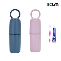 1+1 에클리츠 손잡이 칫솔통 칫솔 치약 양치컵 칫솔케이스 양치 세트, 네이비+핑크, 페리오세트