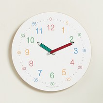 HC 국산 무소음 플랫우드라운드 교육용 벽시계 인테리어 아이방 벽걸이 시계 26CM, 민트