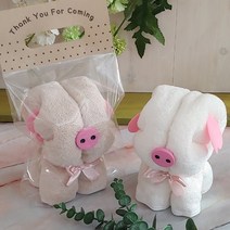 [사과나무답례품] 돼지 모양 수건답례품, 아기돼지삼형제(자수X)비닐포장