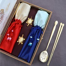 H.JIN H.jin건강금거북 티타늄수저(B스타일), H.jin건강금거북 티타늄수저세트 B스타일(건강금거북티타늄수저2벌세트+24k금수저받침2개+비단주머니)+무료선물포장+쇼핑백, 골드