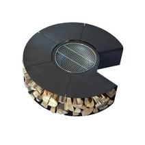 난로 화목 갈탄 야외 장작 스토브 테이블 상업용, 외경 900mm 화덕 + 접이식 그릴망 + 뚜껑 + 레
