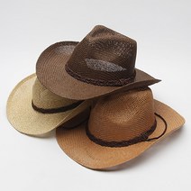 3컬러 심플 와이어 밀짚 카우보이모자
